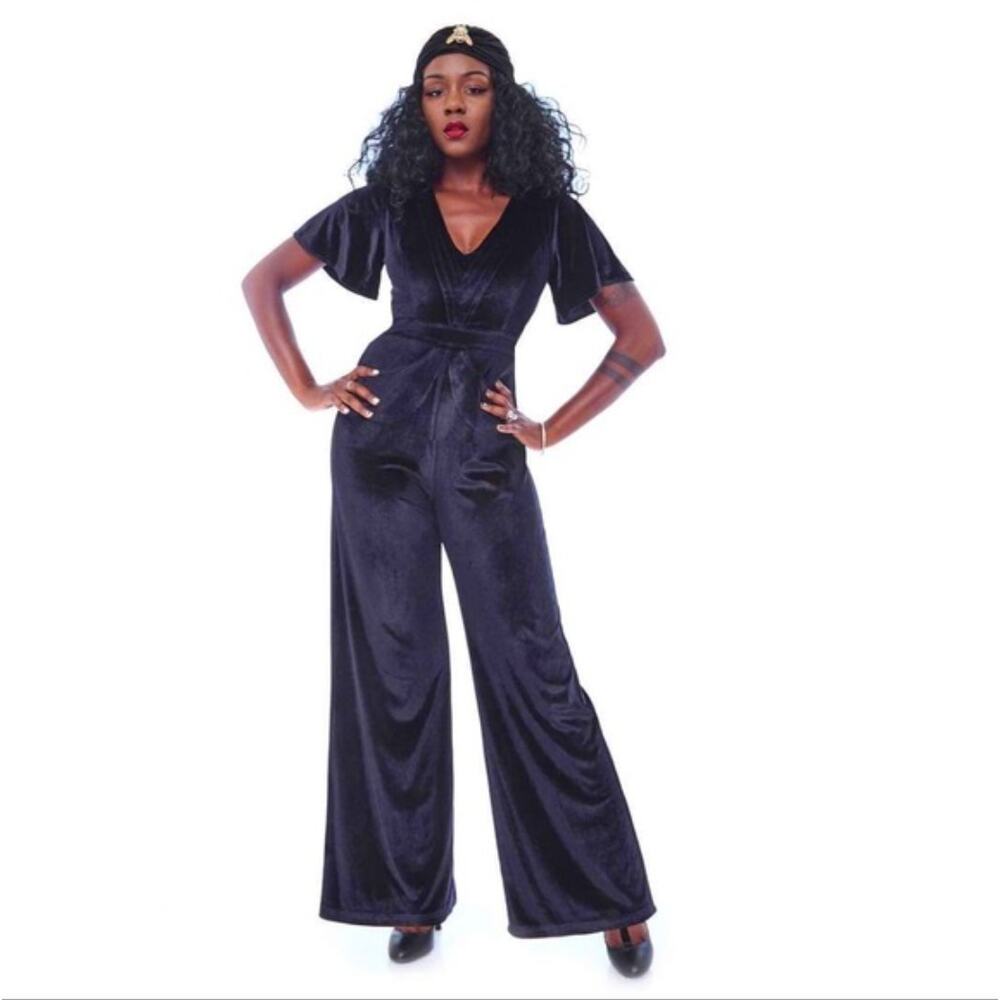 Rebel Love Blue Velvet Jumpsuit Large